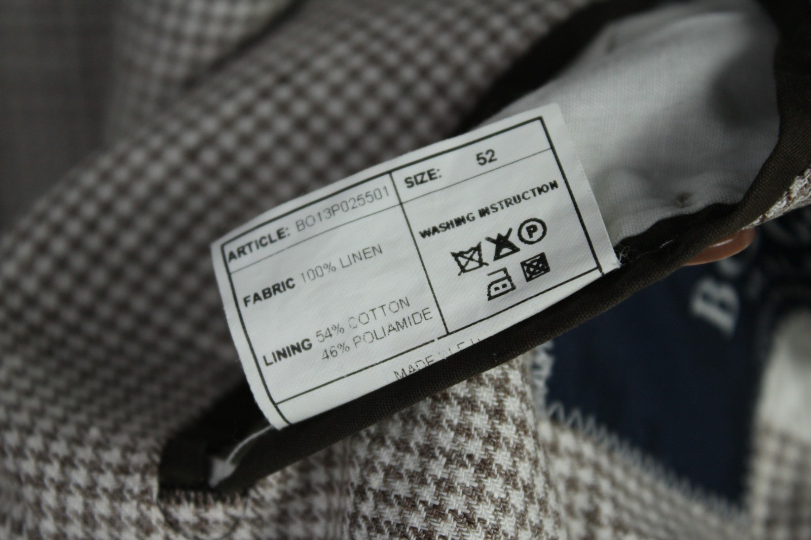 BOGGI Brown & White Dogtooth PURE LINEN HL Sport Coat Blazer Jacket 52IT 42US/UK