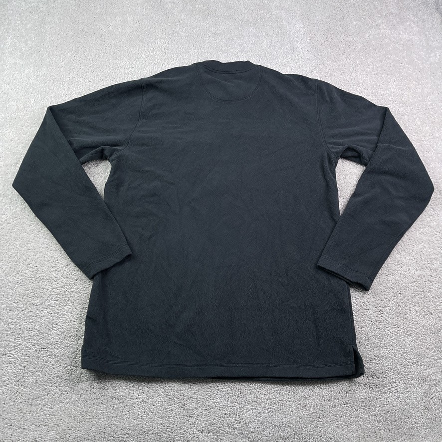 LL Bean Sweatshirt Mens Medium Tall Black Fleece Crewneck Pullover Zip Pocket