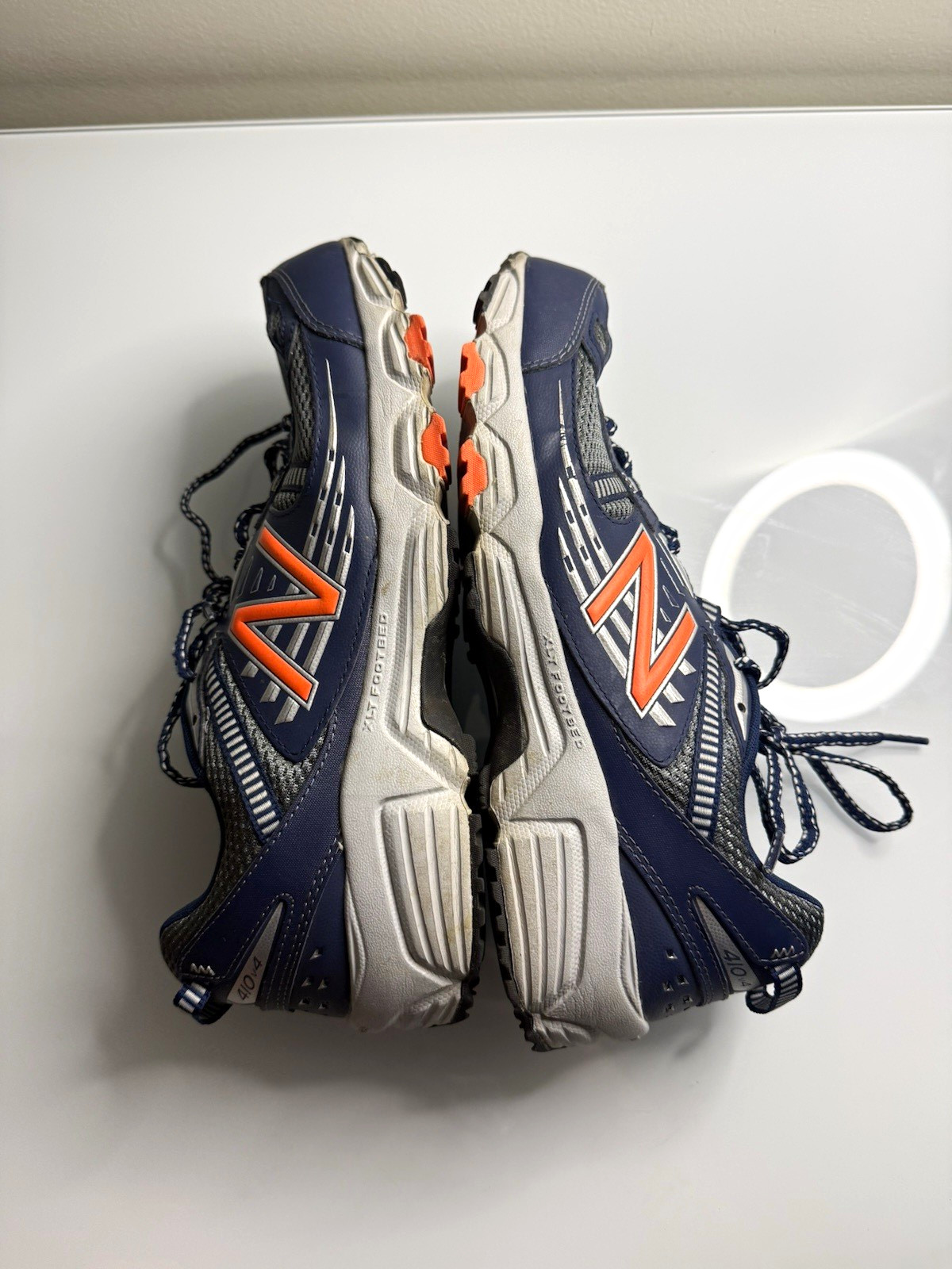 New Balance 410v4 MT410NOD4 Men’s Trail Running Shoes Blue Gray Orange Low Top