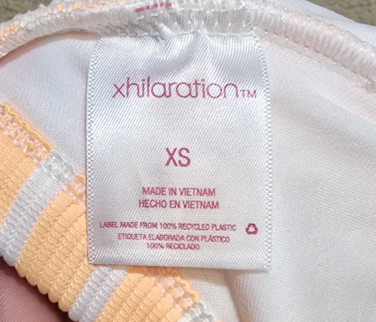 Xhilaration Yellow/White Striped Ribbed Crossback One-Piece Swimsuit XS