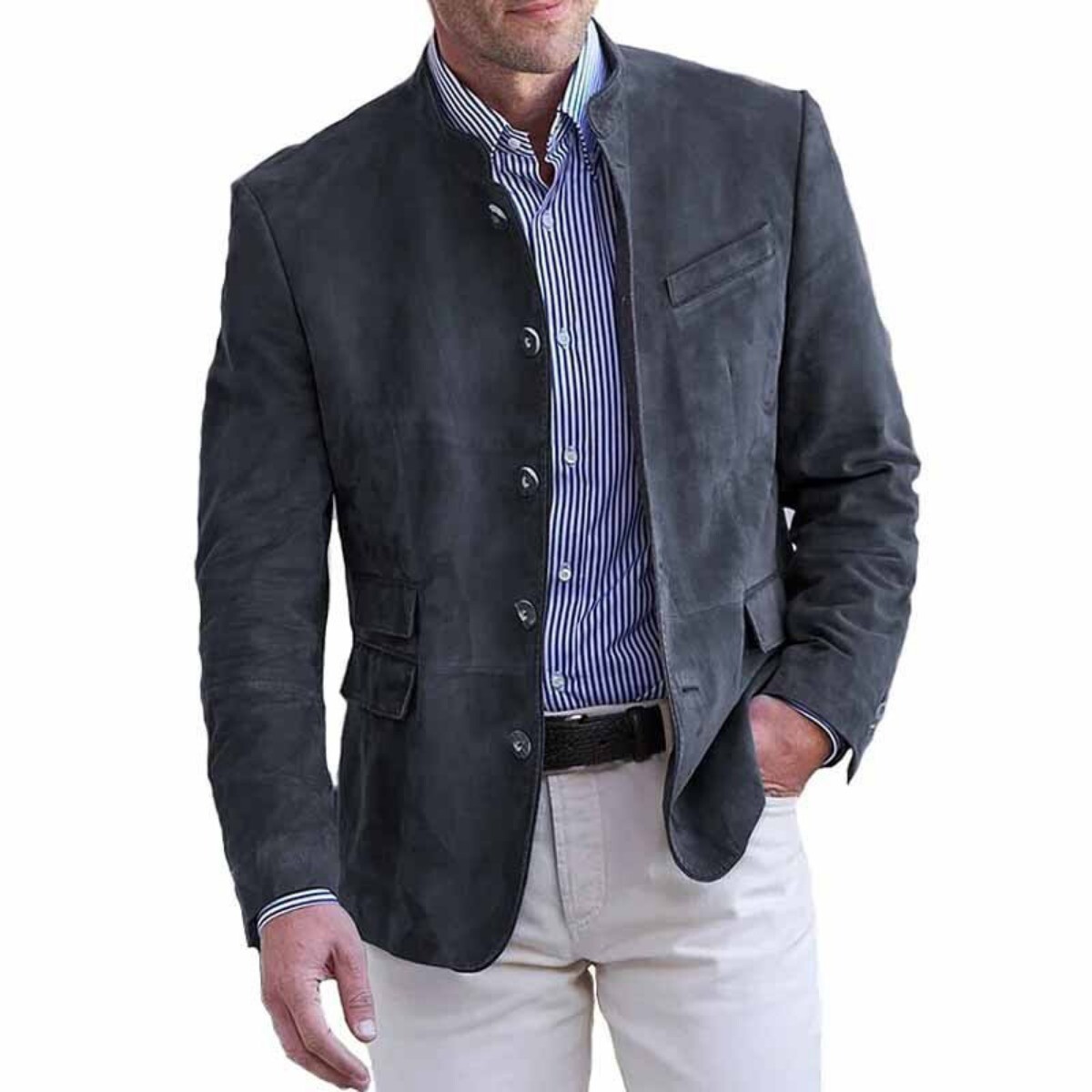 Men’s Suede Blazer Winter Warm Leisure Soft Comfort Coat Thick Jacket Top AU