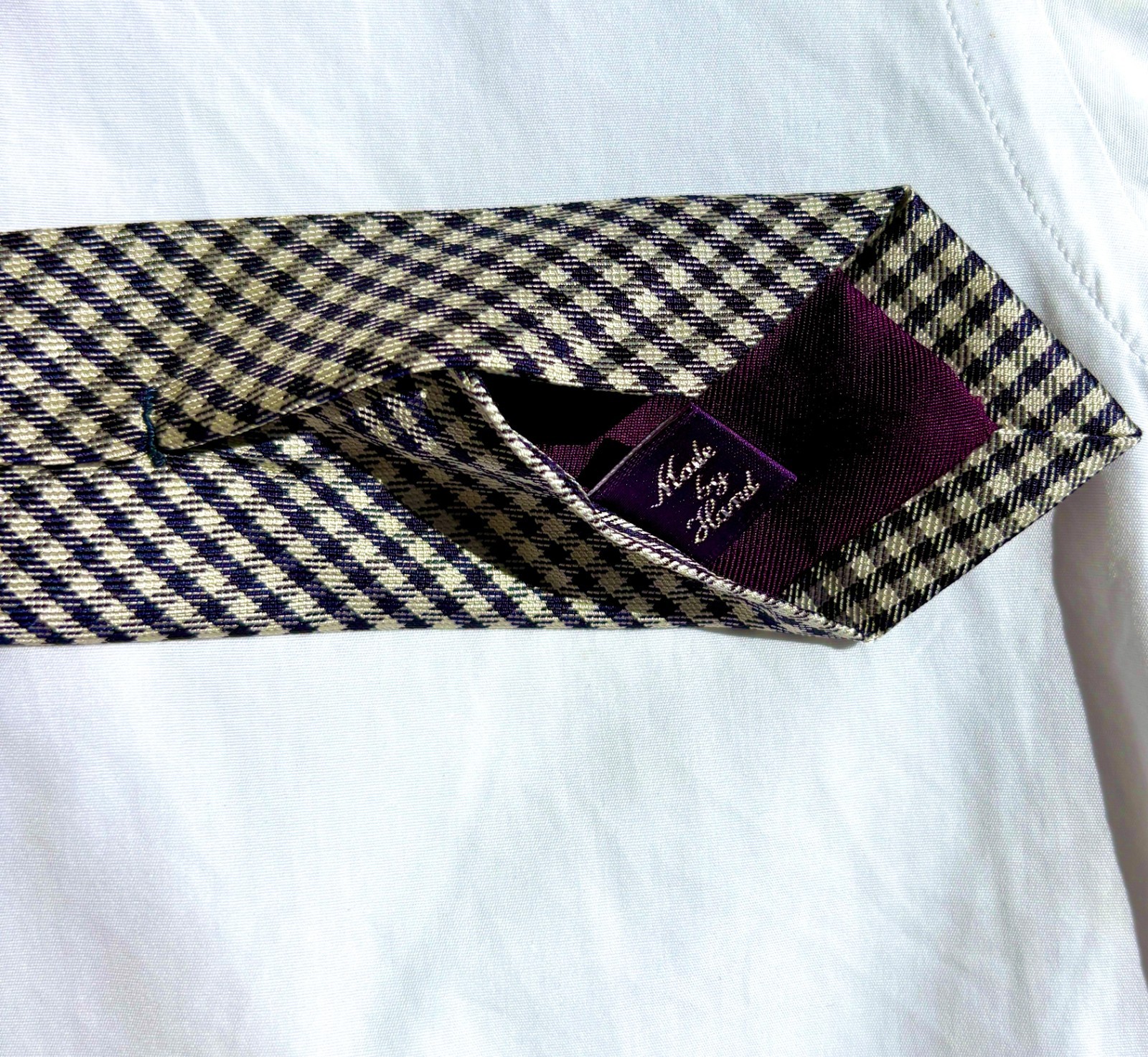 Ralph Lauren Purple Label Blue & White Check Silk Tie – England – $235.00