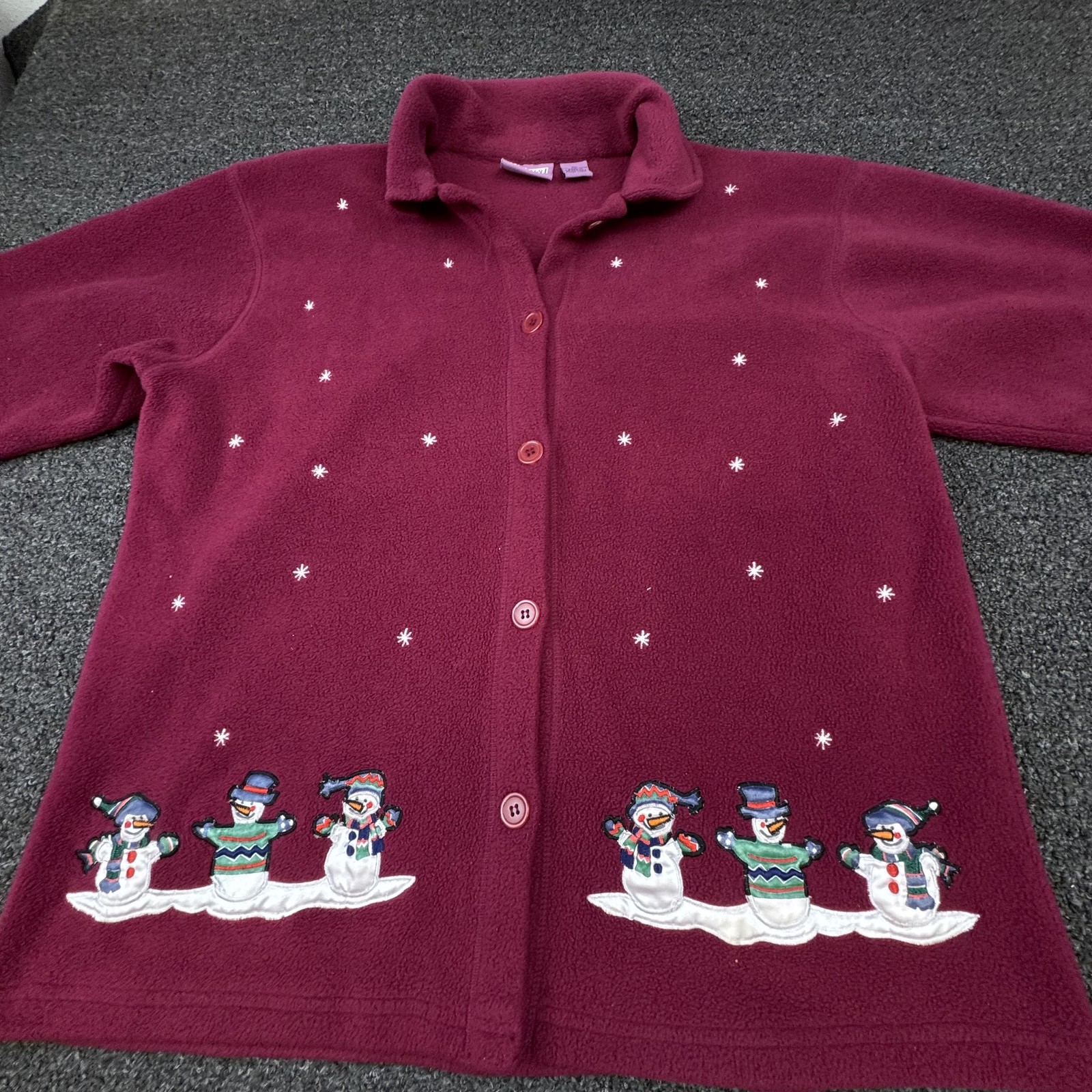 Premier International Fleece Jacket Womens XL Snowman Embroidered Winter Pullove