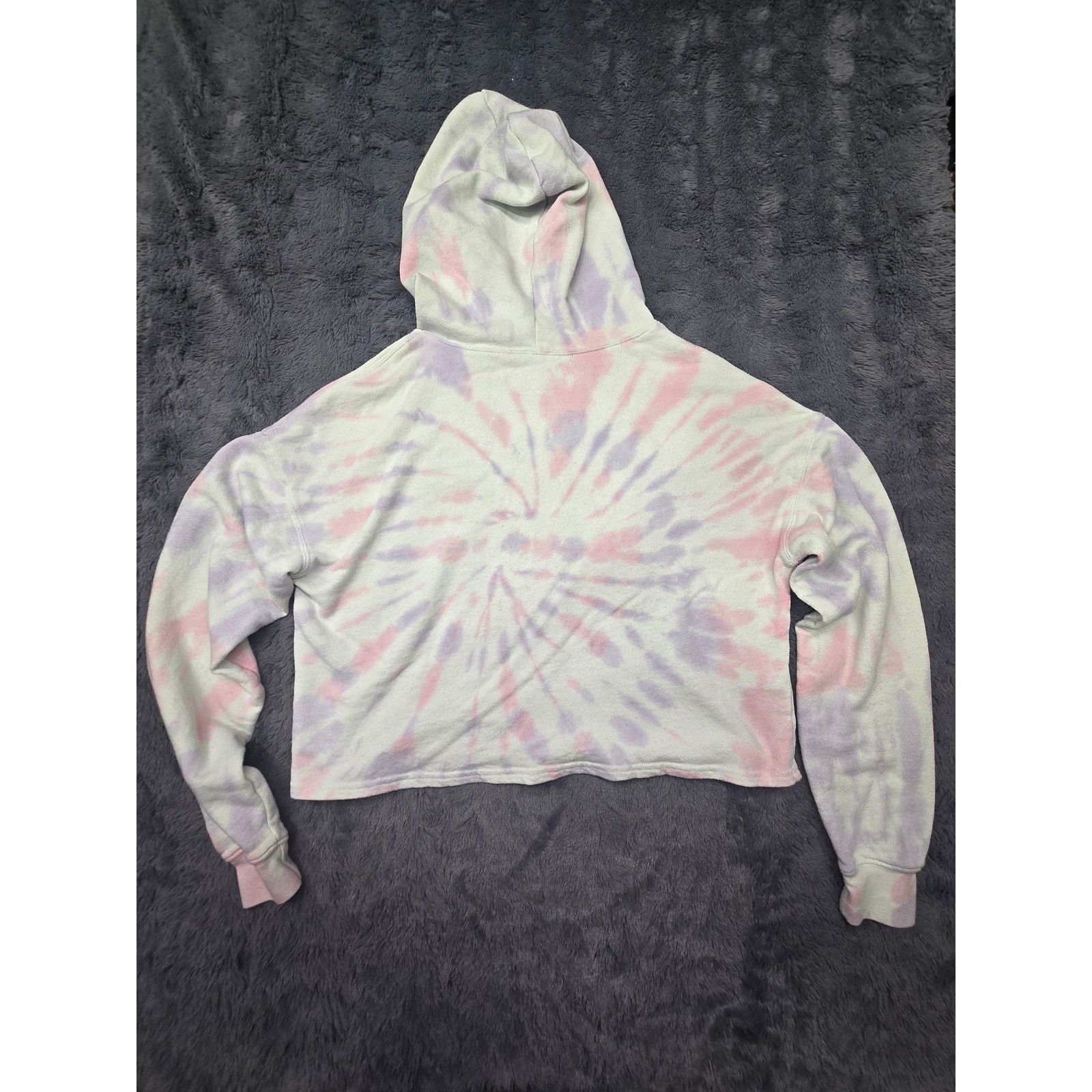 Sailor Moon Tie Dye Cropped Hoodie Pastel Graphic Pullover Anime Large LG