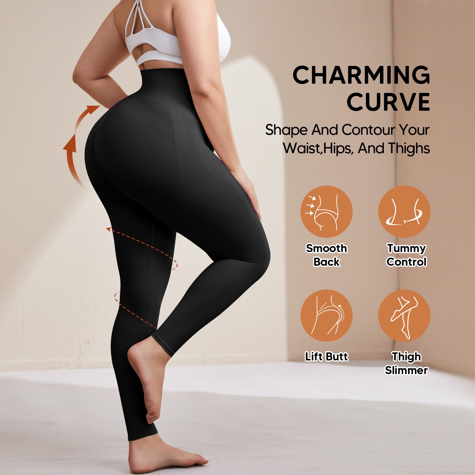 Plus Size Slimming Anti Cellulite Compression High Waist Leggings Leg Shaper