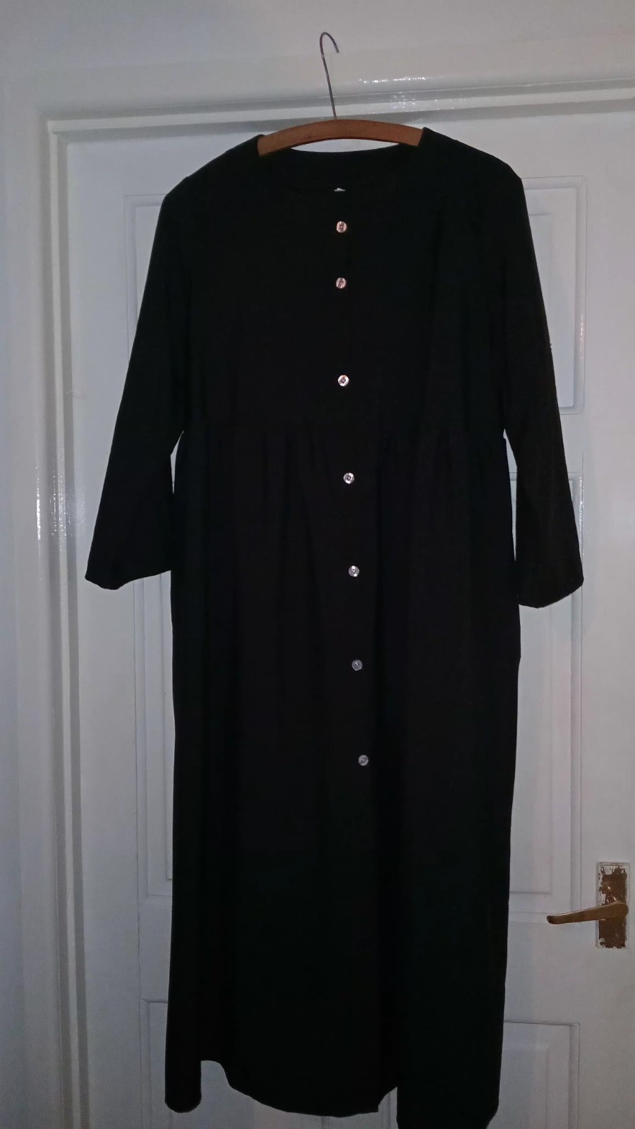 long sleeve button up black dress long length 12? new