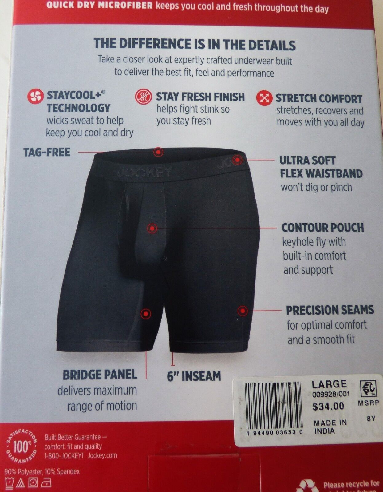 3 OR 4 PAIRS JOCKEY MEN STRETCH MICROFIBER BOXER BRIEFS MEDIUM LARGE XLARGE $34