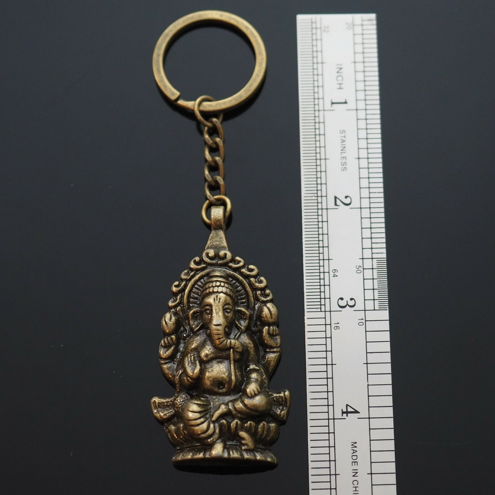 Ganesha Buddha Ganapati Hindu Elephant Shiva Pendants Steel Keychain – Bronze
