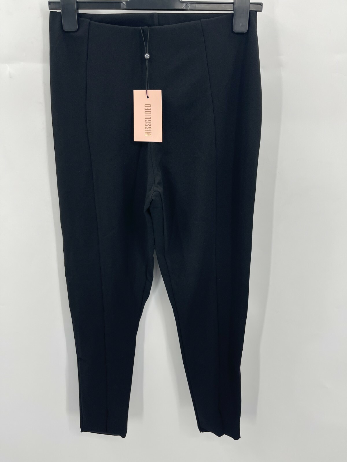 Missguided Pants Womens 10 Leggings Black Center Pleat Pull On Modern Minimal
