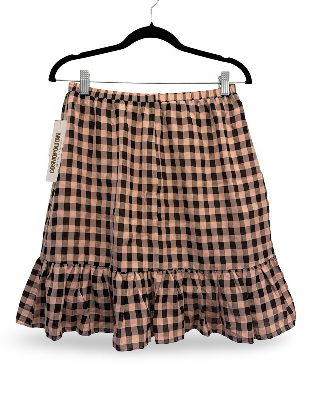 Cosmopolitan x Dress The Population Plaid Ruffle High Low Mini Skirt Women’s L