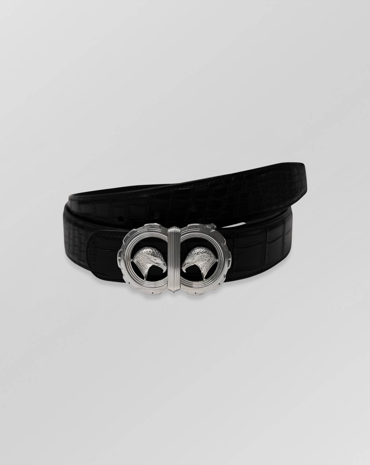 NEW STEFANO RICCI CROCODILE LEATHER $2,800 BLACK LUXURY DRESS BELT SZ:45.3 IN