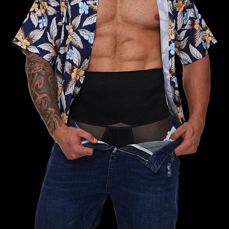 Men Tummy Control Shorts High Waist Slimming Body Shaper Seamless Boxer Briefs