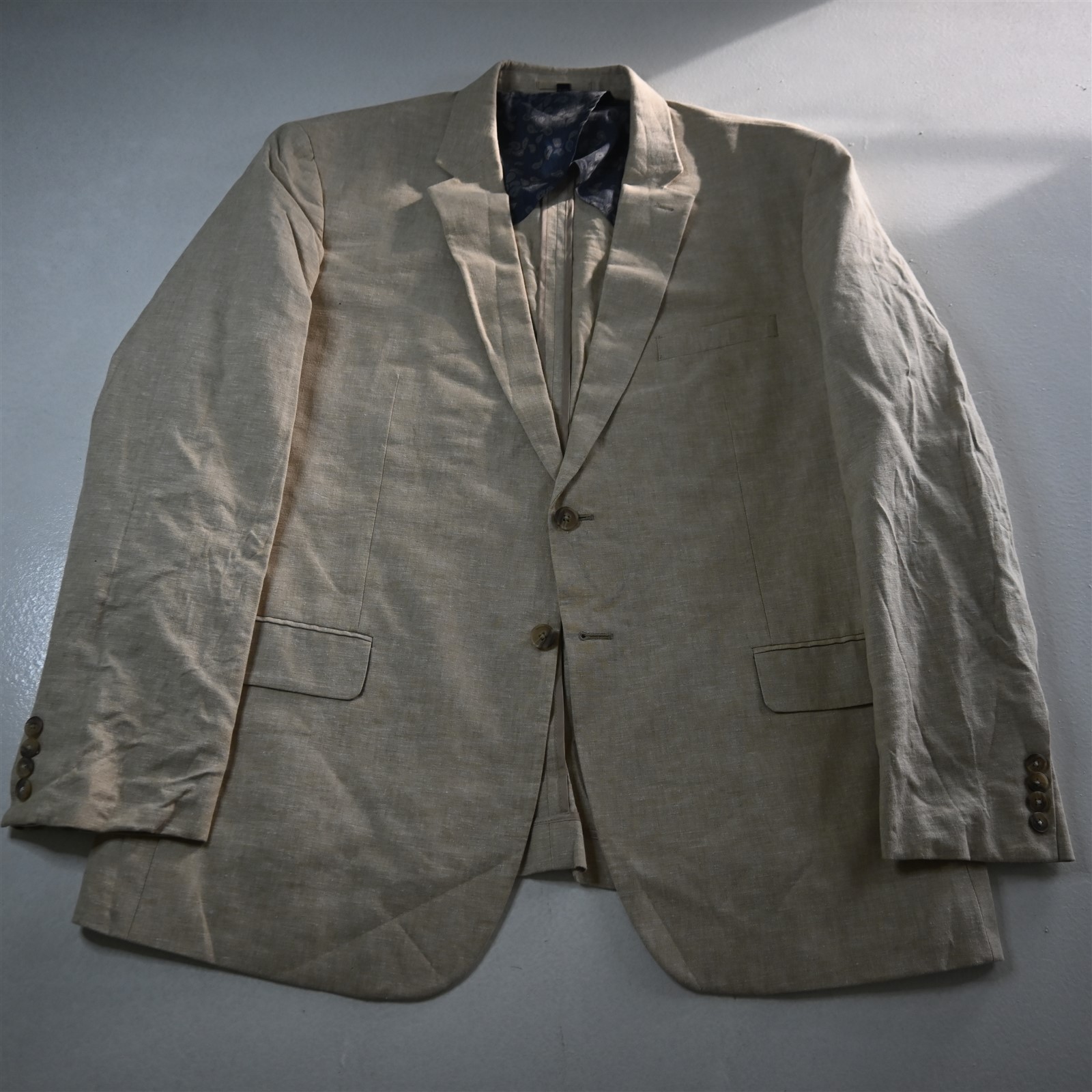 Jos A Bank 48R 40×26 Khaki Linen Slim Fit Mens Jacket Pants Suit