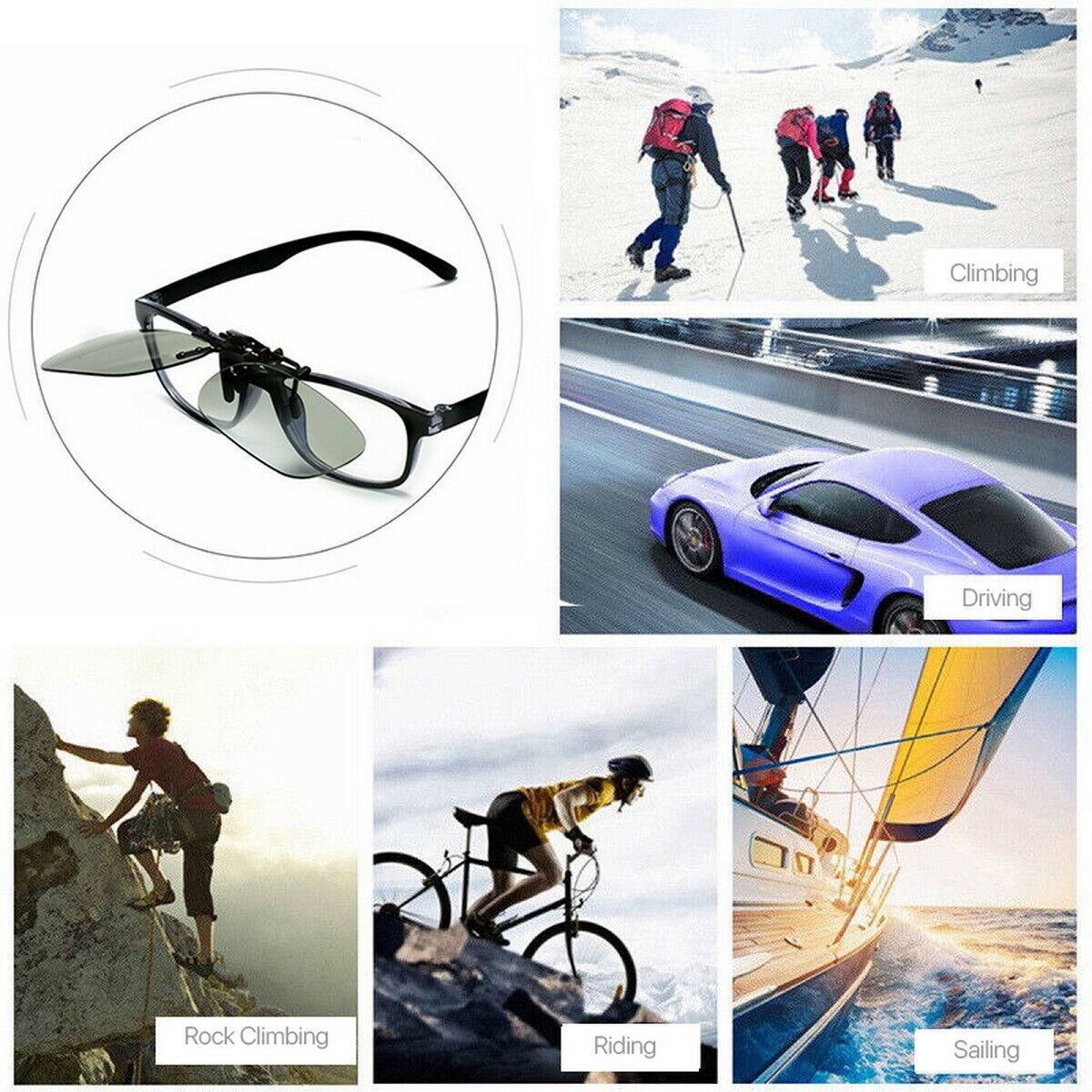 Polarized Flip Up Clip On Sunglasses Unisex 100% UV Protection Fishing Driving