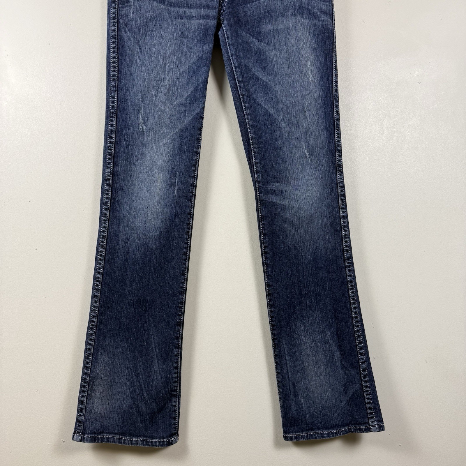 Wrangler Rock 47 Low Rise Bootcut Jeans SZ 7×34 Western Embellished Distressed