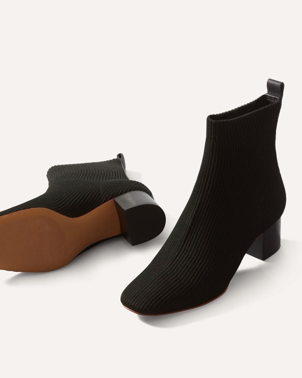 Everlane The Glove Boot Rib Knit Ankle Sock Boots Size 8 Black ReKnit Block Heel
