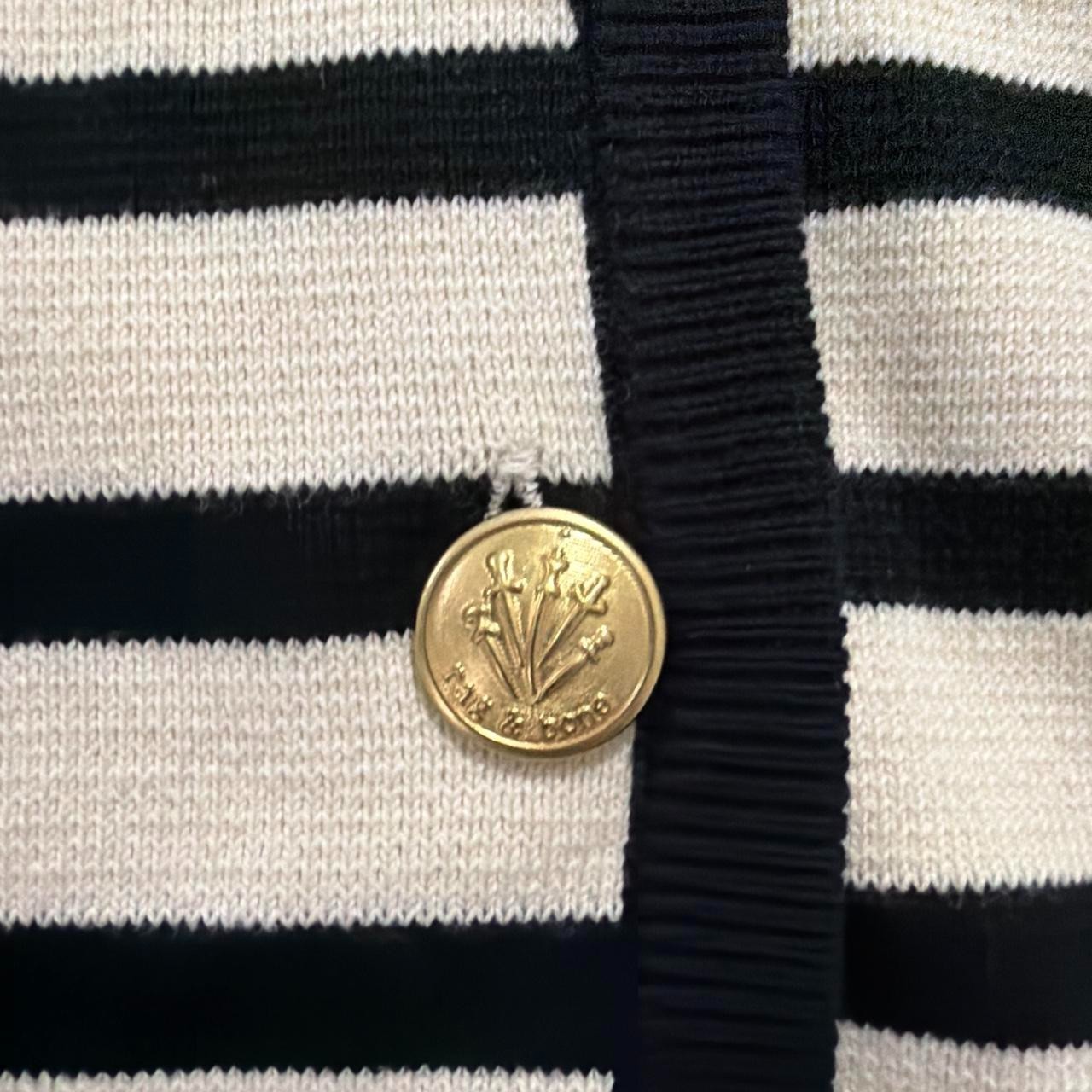 NWT rag & bone Dee Stripe Cardigan Women S Black Cream $398