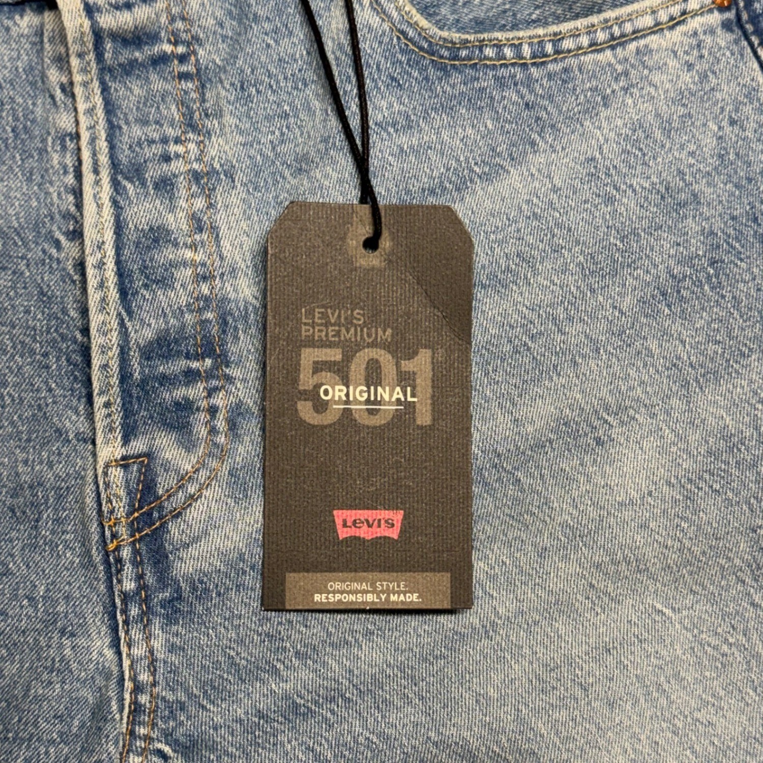 Levis Premium 501 Original Mens Light Wash Straight Leg Stretch Jeans 34×36
