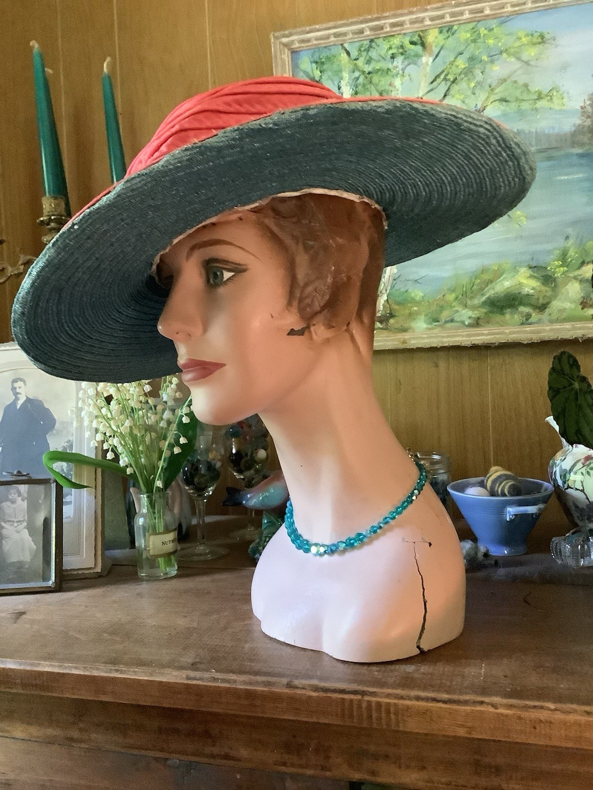 Vintage Antique 1900’s Fabulous JAS G JOHNSON CO Wide Brim HAT One Of A Kind