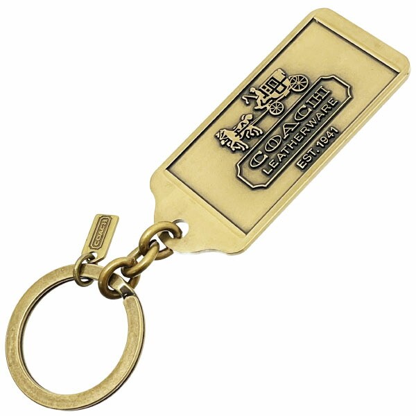 ■Authentic Coach Horse and Carriage Key Fob with Antique Gold Hardware, COACH
