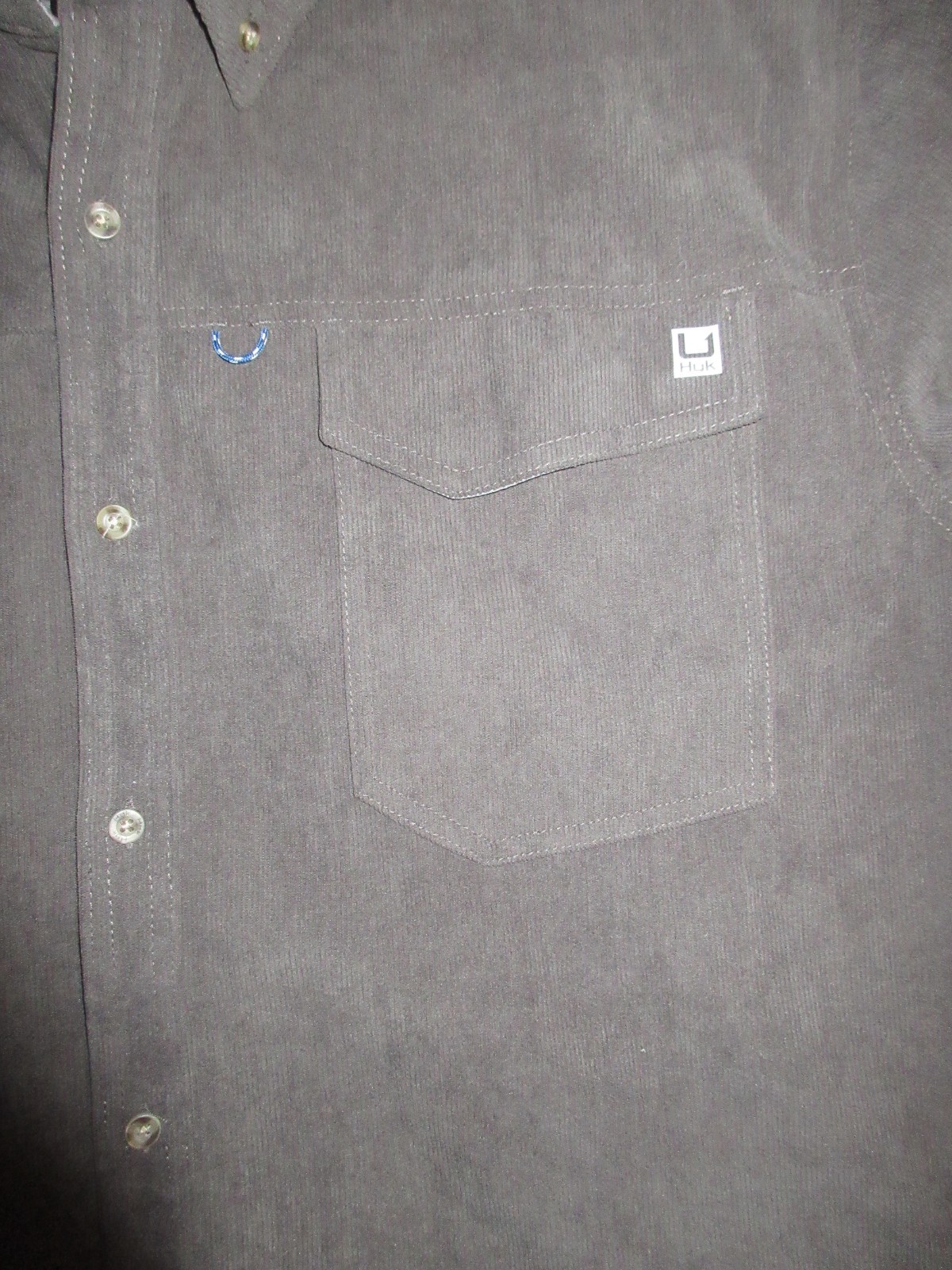 Huk Fishing Mens Hawser Corduroy Button Down LS Shirt XXL Volcanic Ash