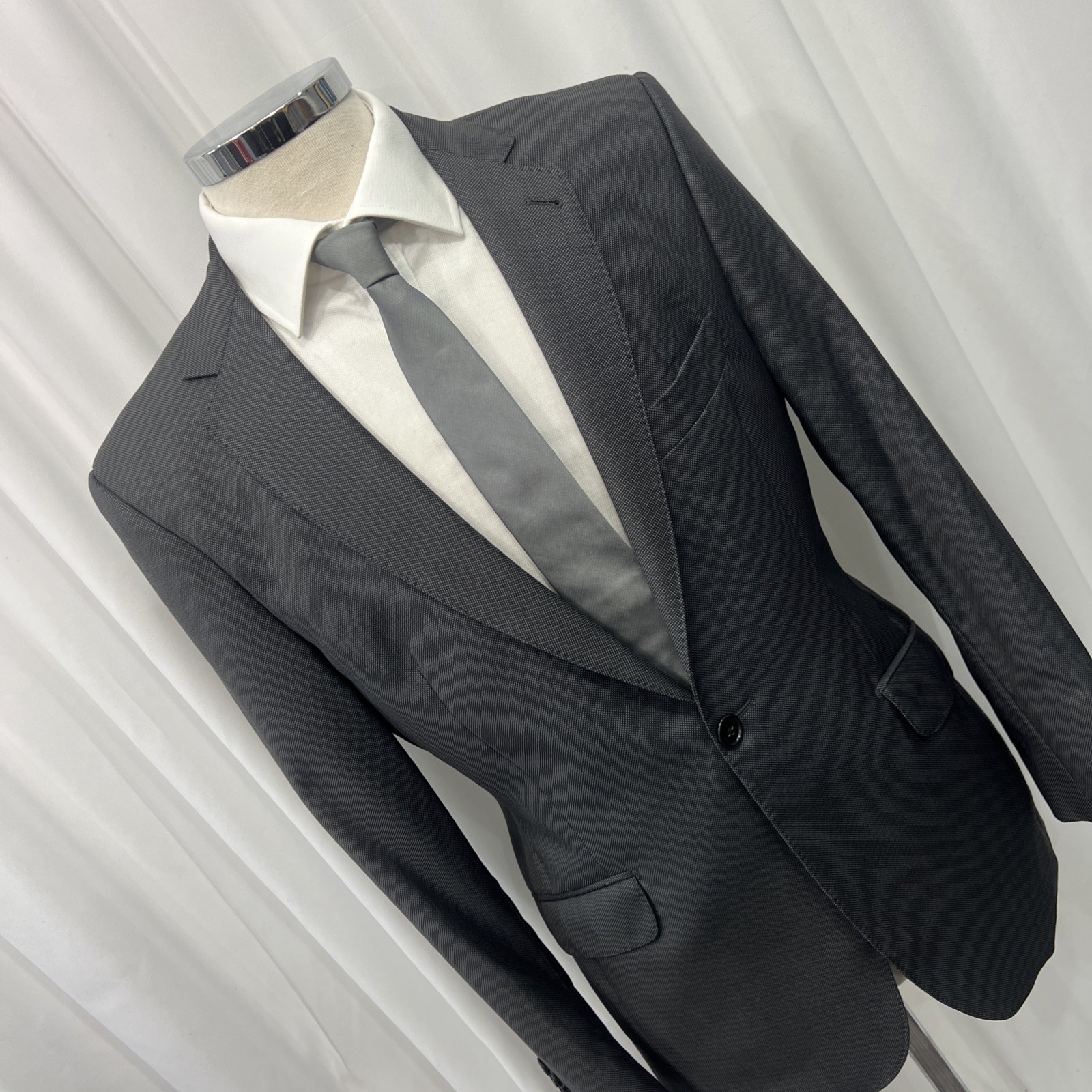 Mark Stephen London Men’s Italian Fabric Wool Suit – Slim Fit – C40L W36 L32