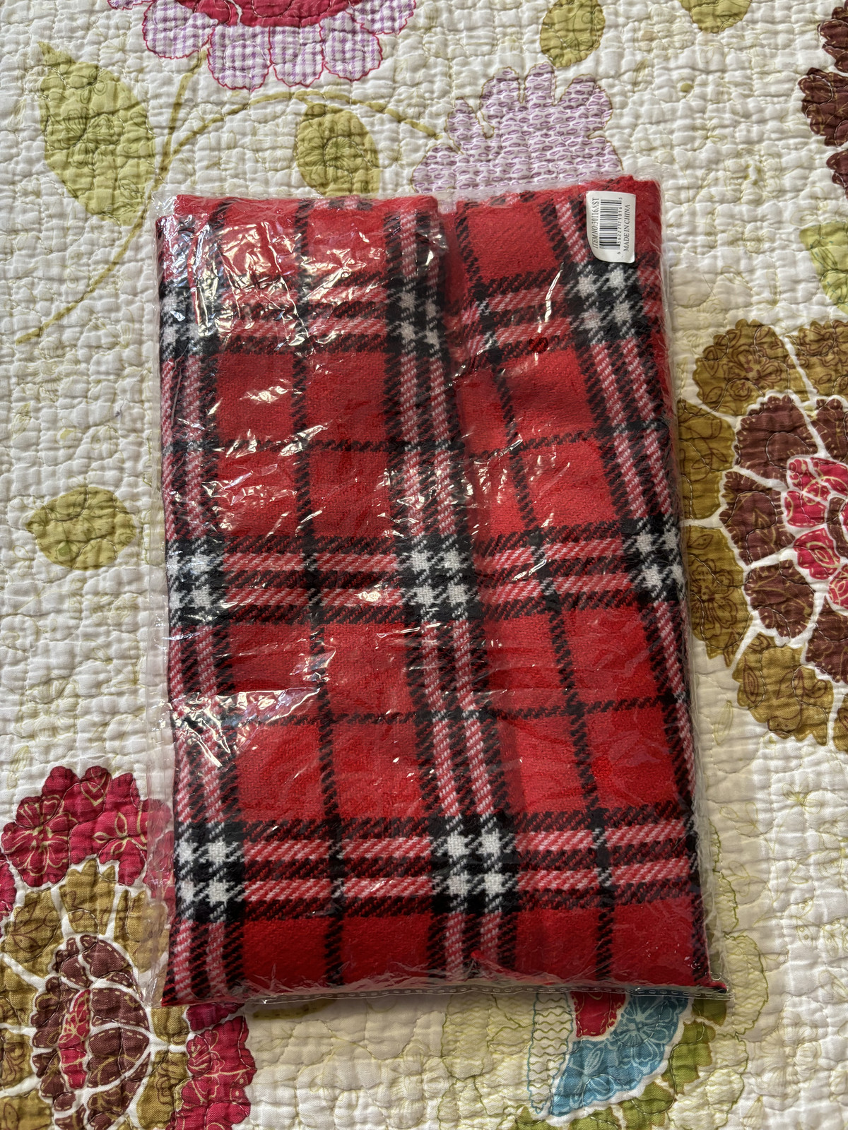 Unbranded Red White Black Plaid Tartian Fabric Wool Winter Jacket Scarf