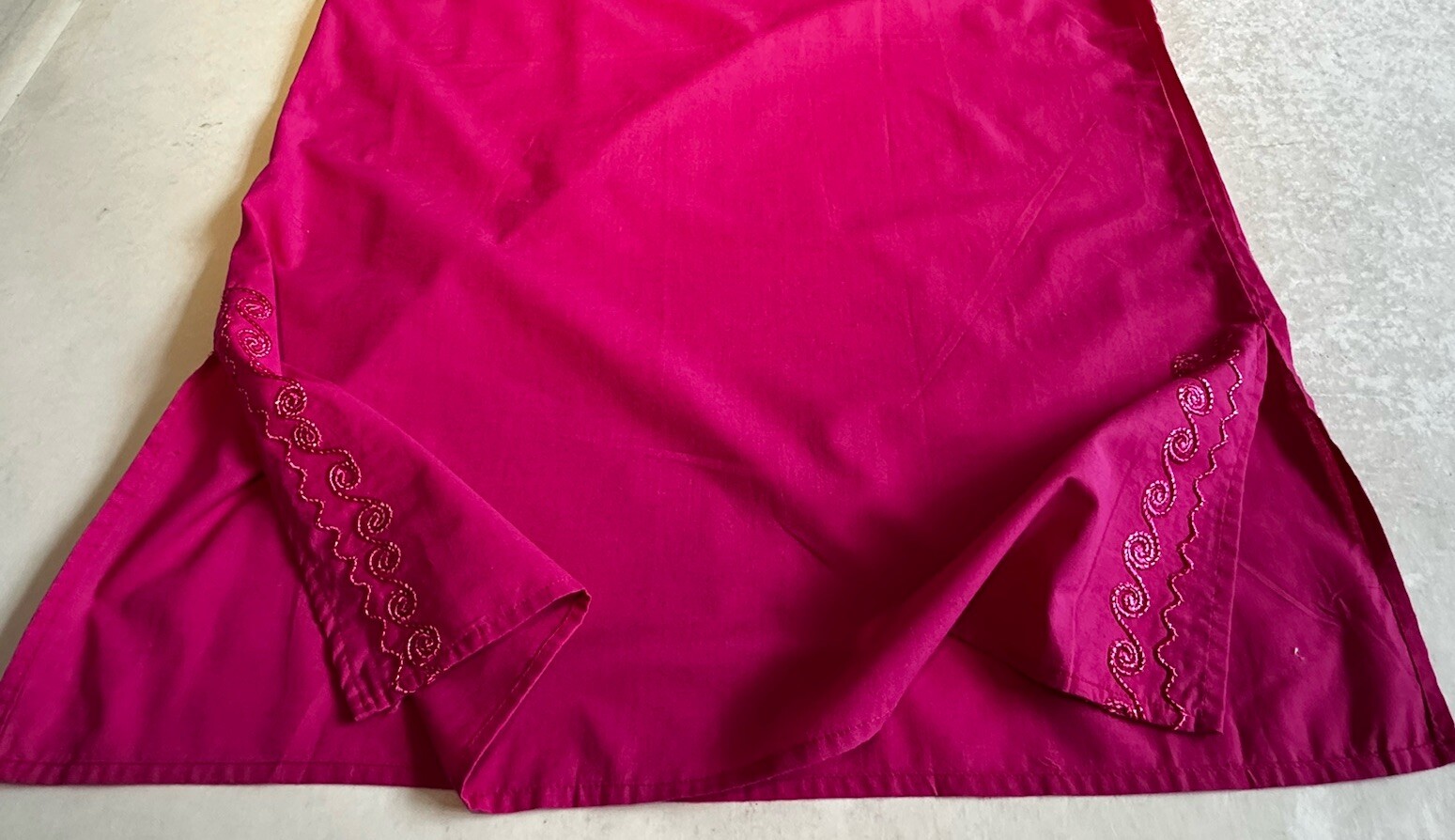Womens Pink Embroidered S Sleeve Long Cotton Blend Caftan Sz S-M Pre-owned