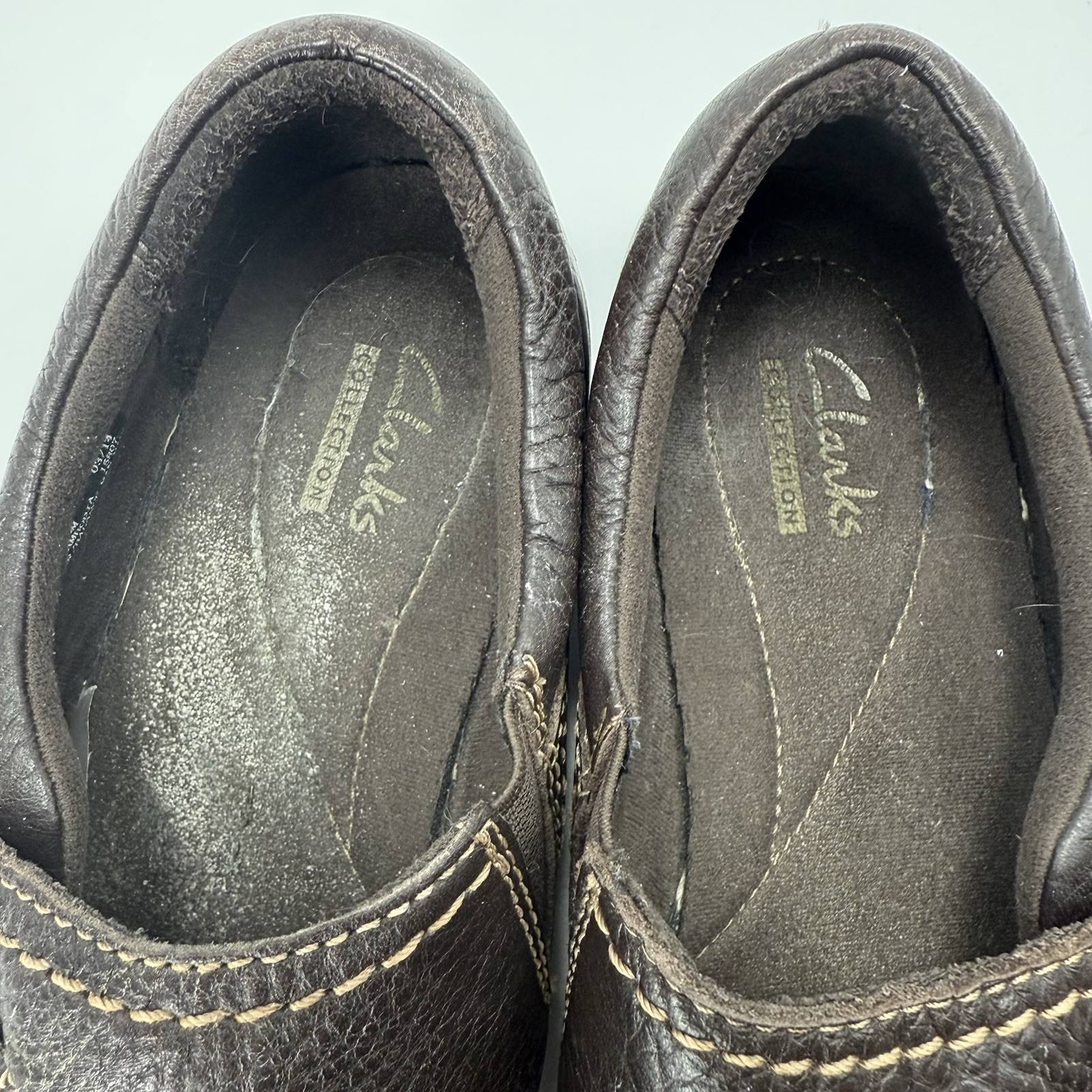 Clarks Ashland Indigo Brown Leather Casual Slip On Loafers Ladies Size 8.5