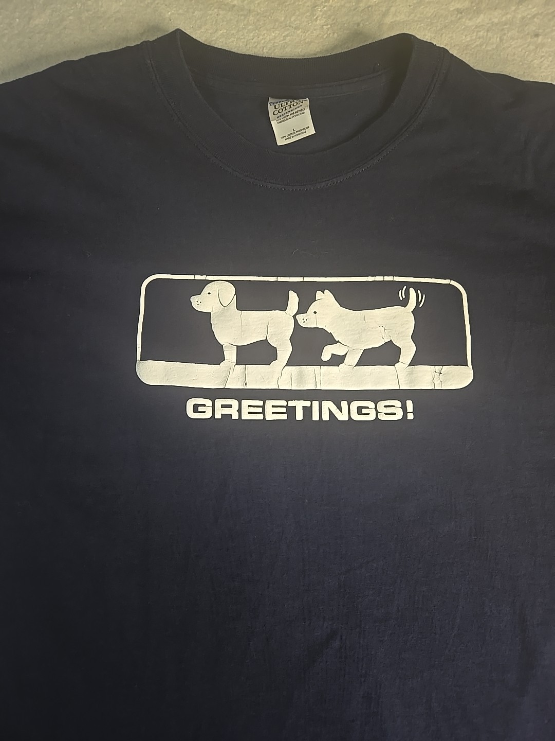 VTG Cartoon Dog Greetings Rear Sniff Humor Graphic Shirt Mens Sz L Funny Novelty