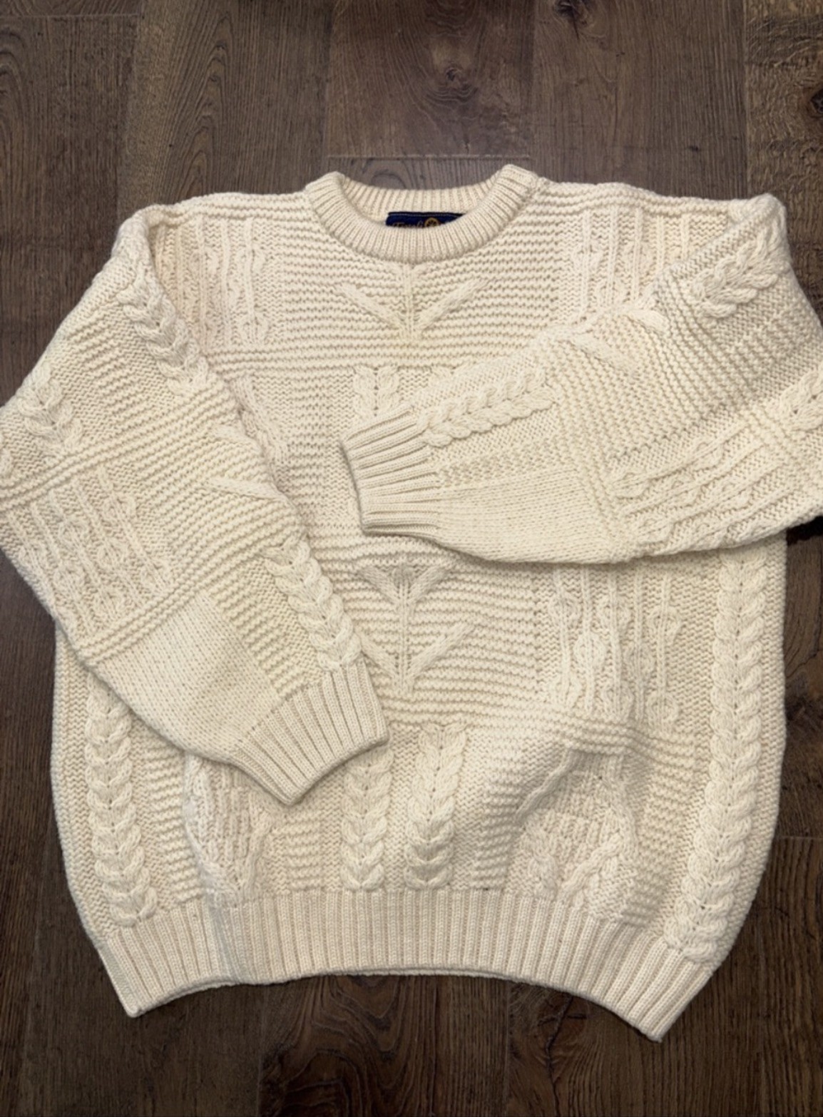 Vintage Tivoli Irish Wool Sweater Men’s XL Creme Cable Knit Pullover