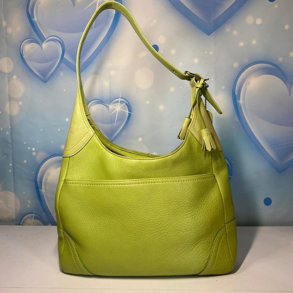 Vintage Coach Soho Shoulder Bag Lime Green Ergo Pebble Leather Y2K
