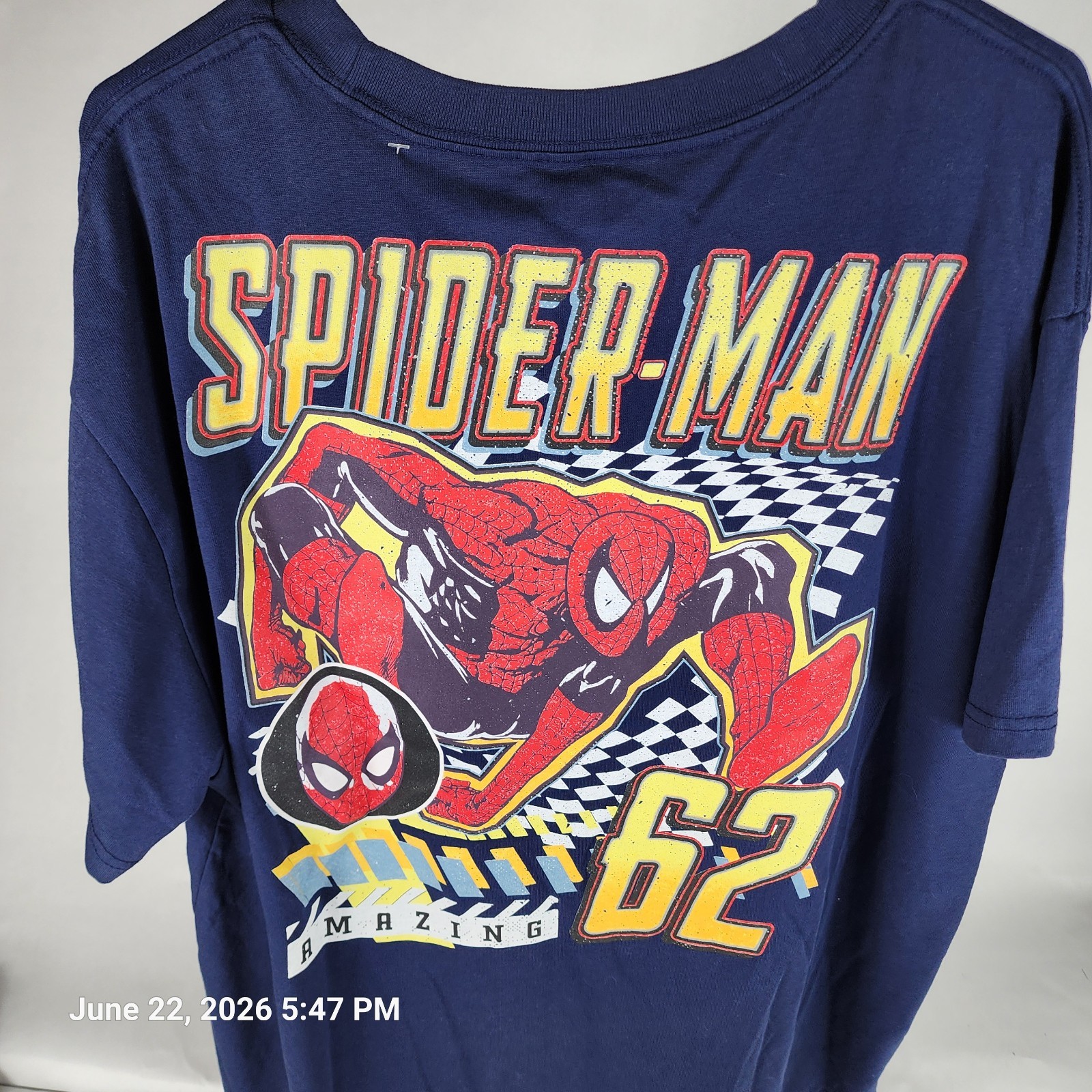 The Amazing-Spiderman Marvel Men’s Graphic Logo Gray Medium Size T-Shirt NWT