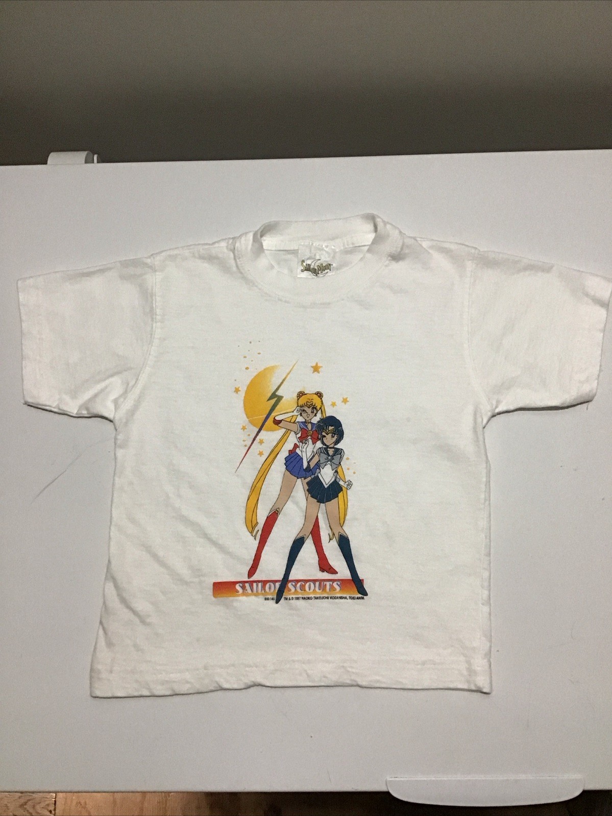 Vintage Sailor Moon GIRLS SIZE 5 T Shirt Anime 1997 Sailor Mercury & Sailor Moon