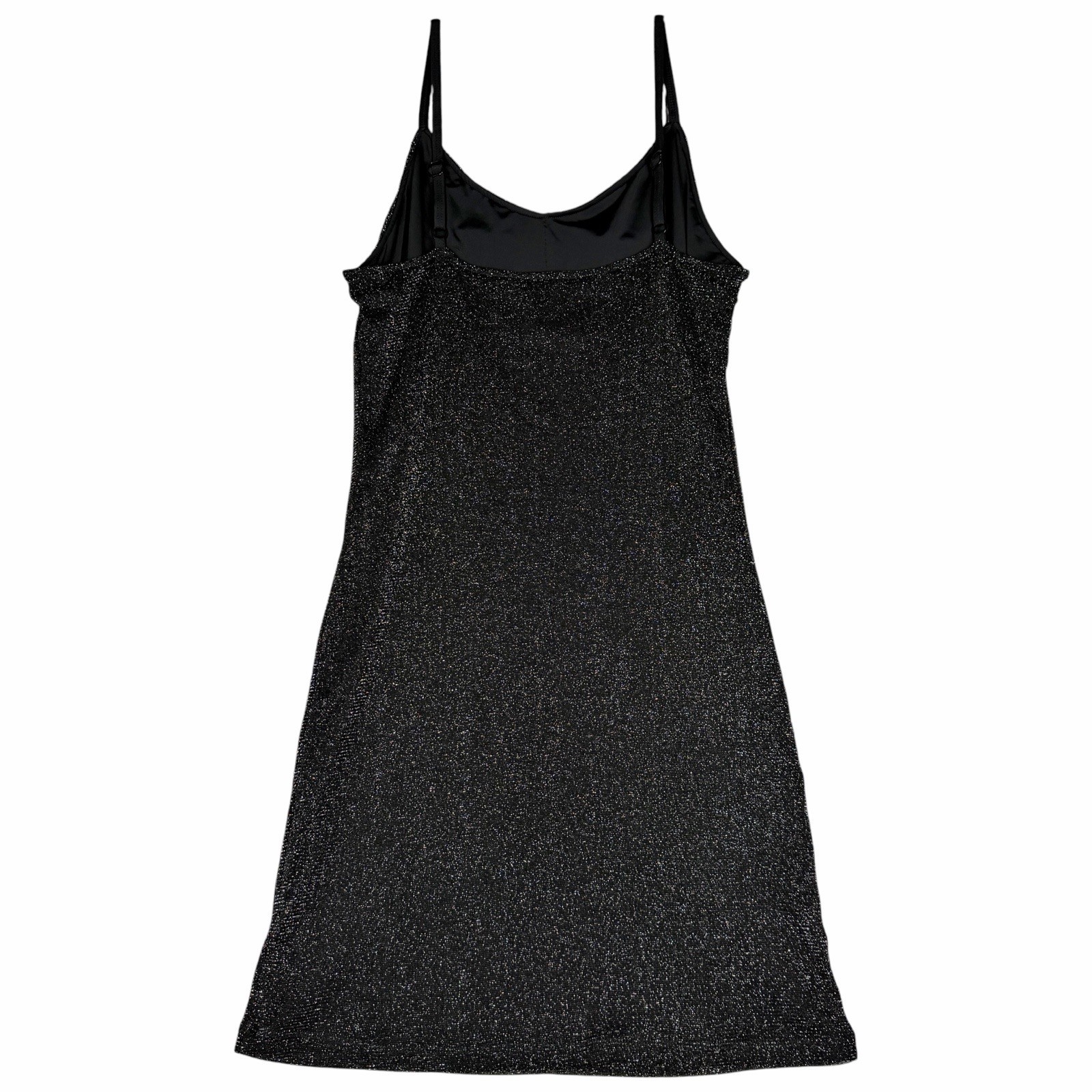 Klassy Network Slip Dress Sz Medium Black Sparkle Fairy Goth Bodycon Mini Party