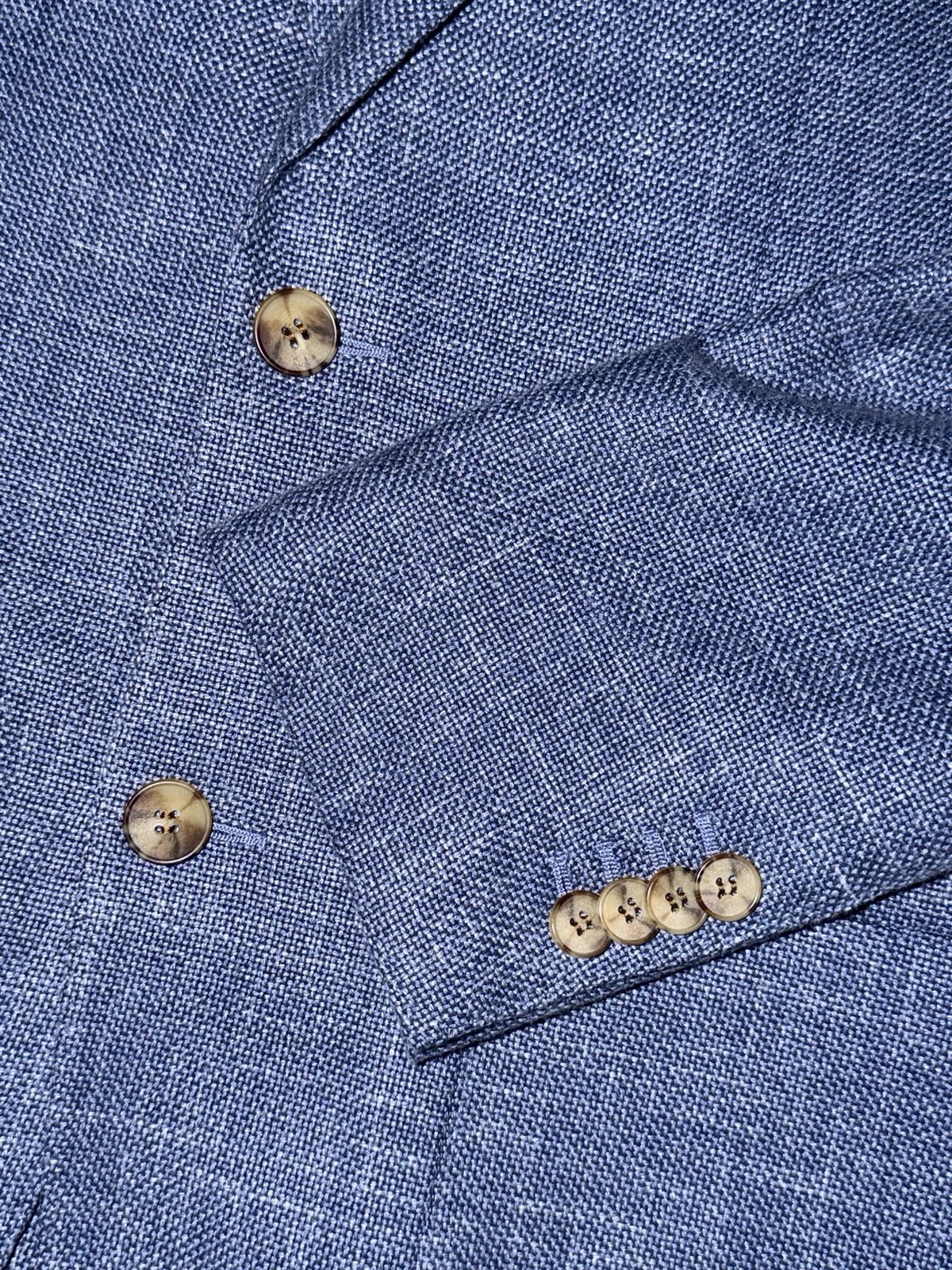 SUITSUPPLY Blue Slim Fit Havana Patch Wool Silk Linen Cashmere Hopsack Blazer 40