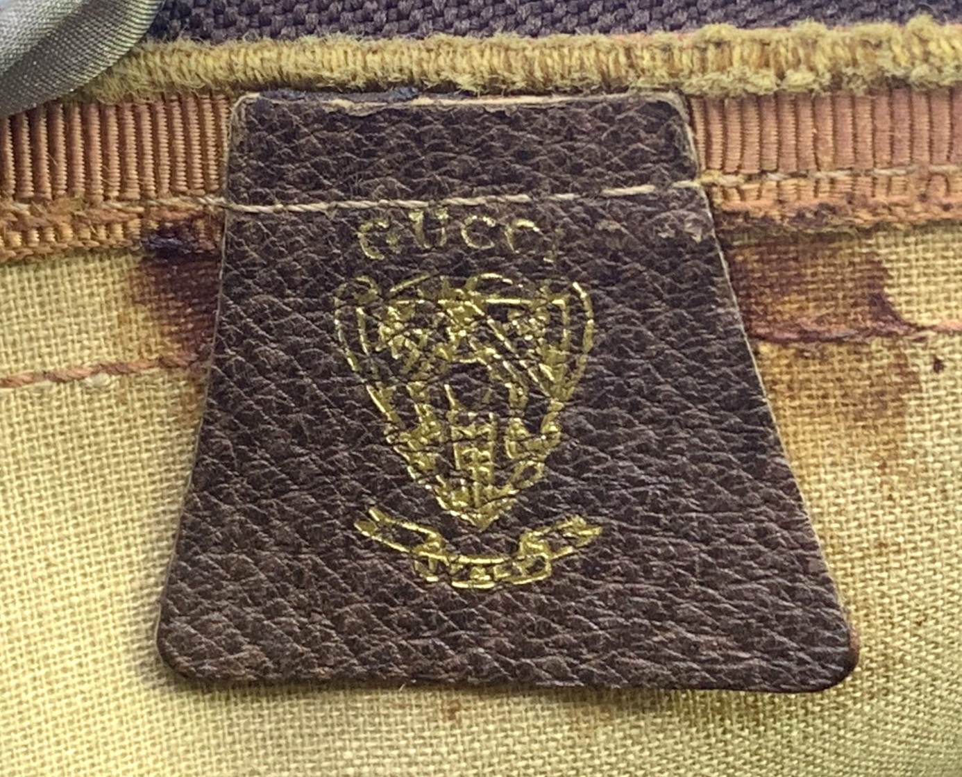 GUCCI VINTAGE Web Stripe Handbag Boston GG Supreme Classic Brown Rare Authentic
