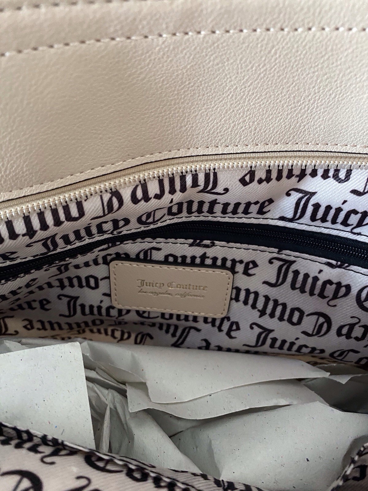 Juicy Couture Falling For Juicy Tote Bag Purse Velour Bows Soft White NEW