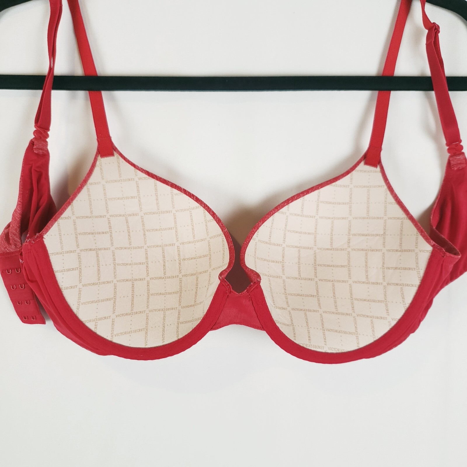 Victoria Secret Bra 34C Padded Perfect Coverage Underwire Multiway Straps Red