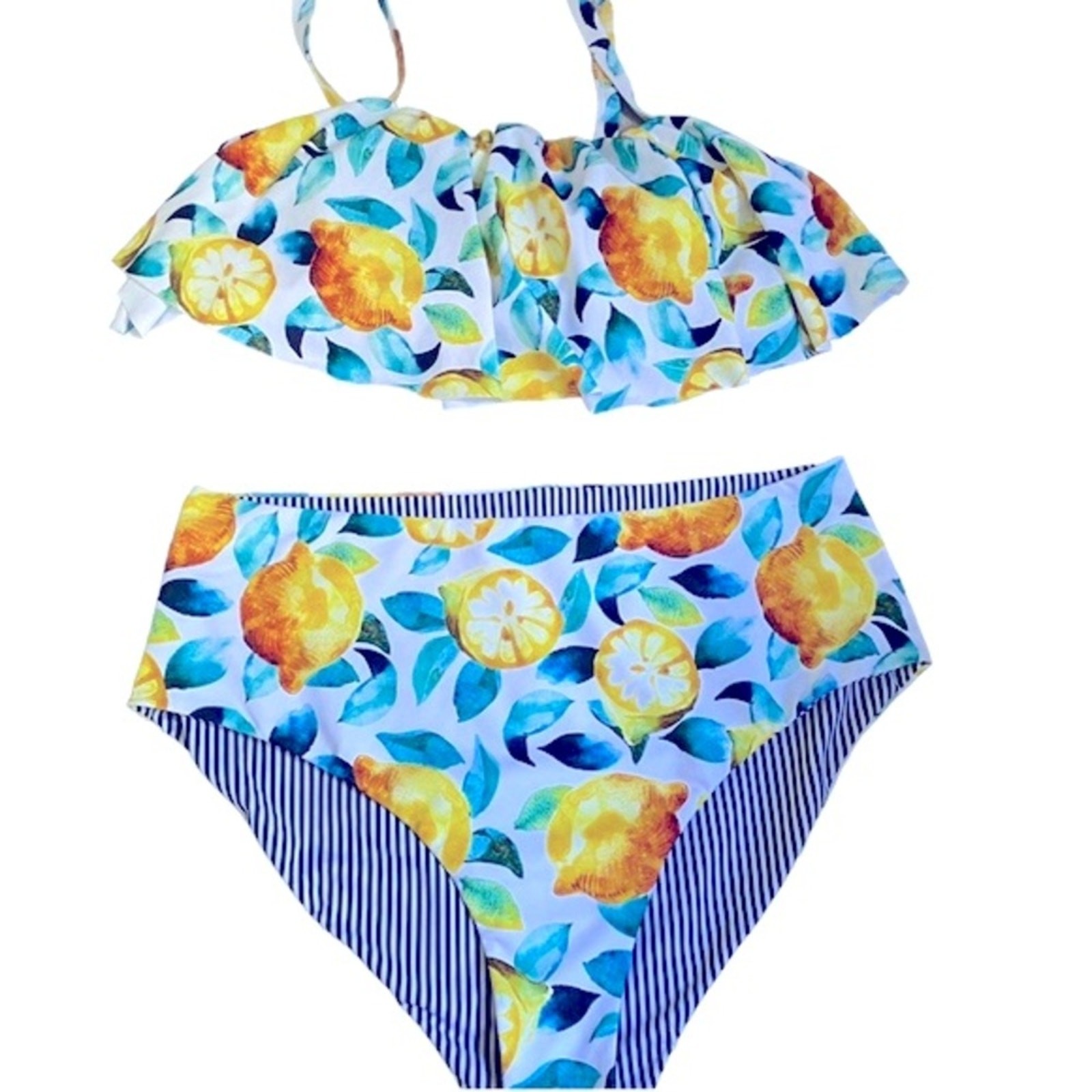 Womens Bikini Set Large Two piece Swimsuit Lemon Cruise XL Bathing Suit 14 Boho