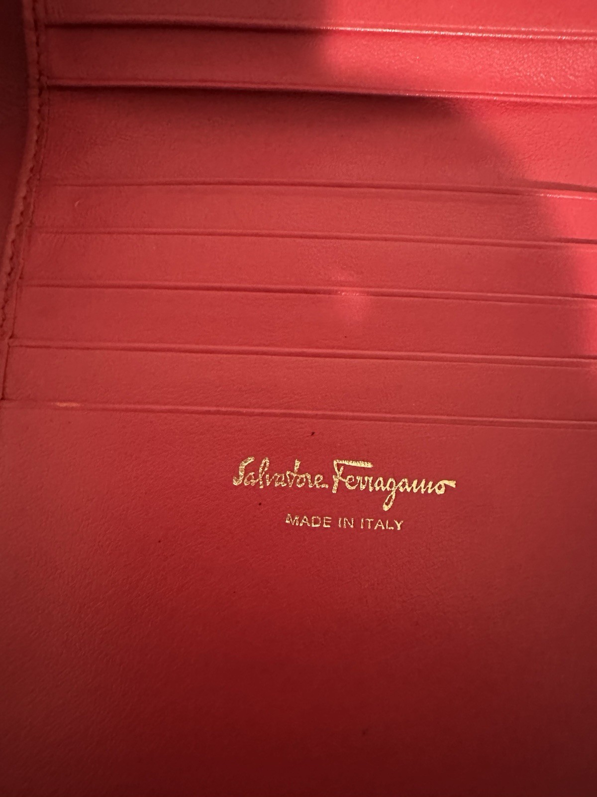 Salvatore Ferragamo Women’s Bifold Wallet, Red Solid, Studded Logo, Gold Tone