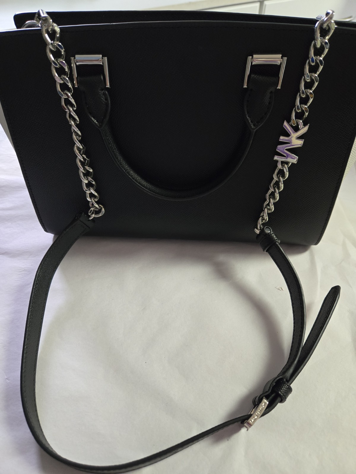 Michael Kors black/grey/white large handbag w crossbody strap NWOT