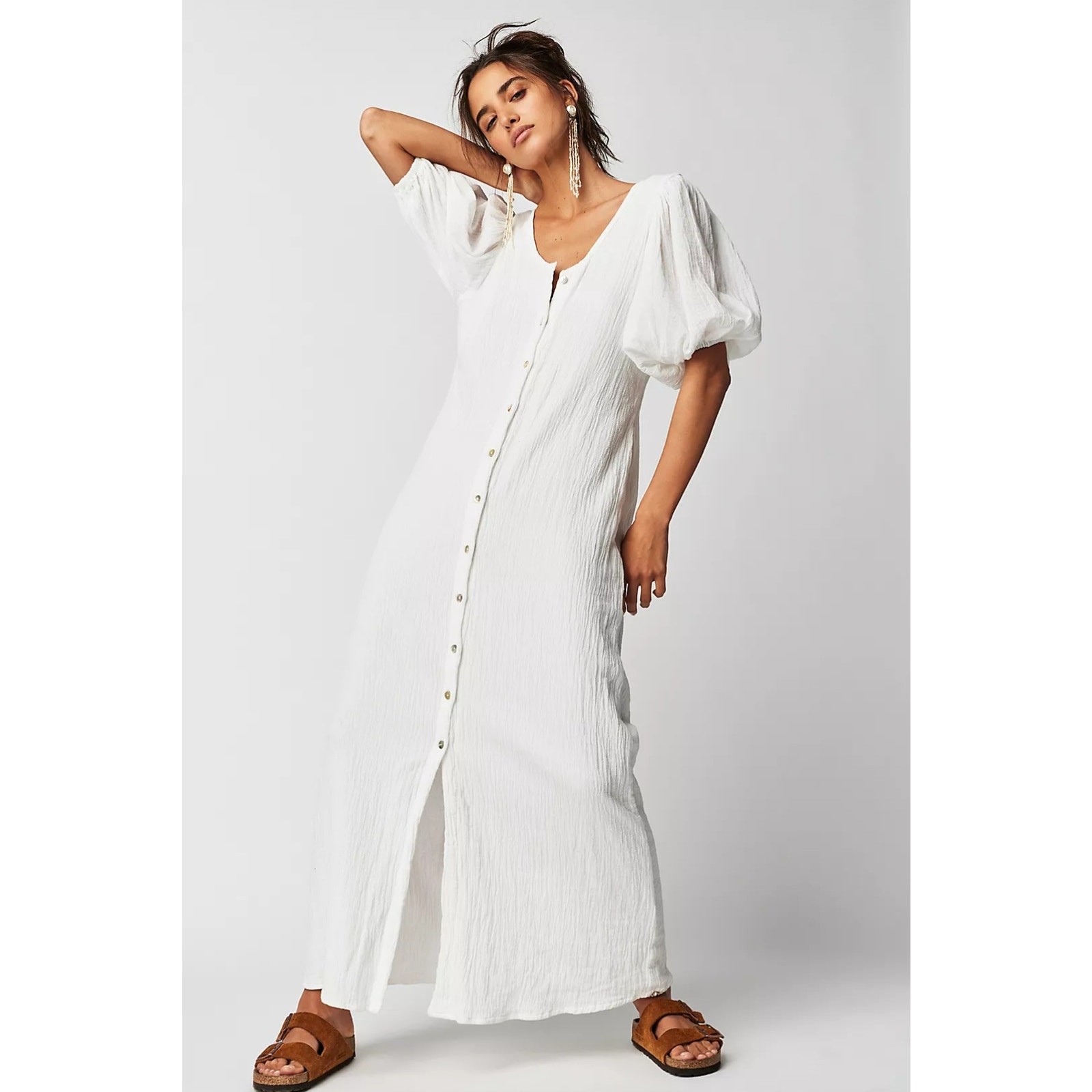 New Free People Jen’s Pirate Booty Paraguay Maxi Gown $252 SMALL White Boho