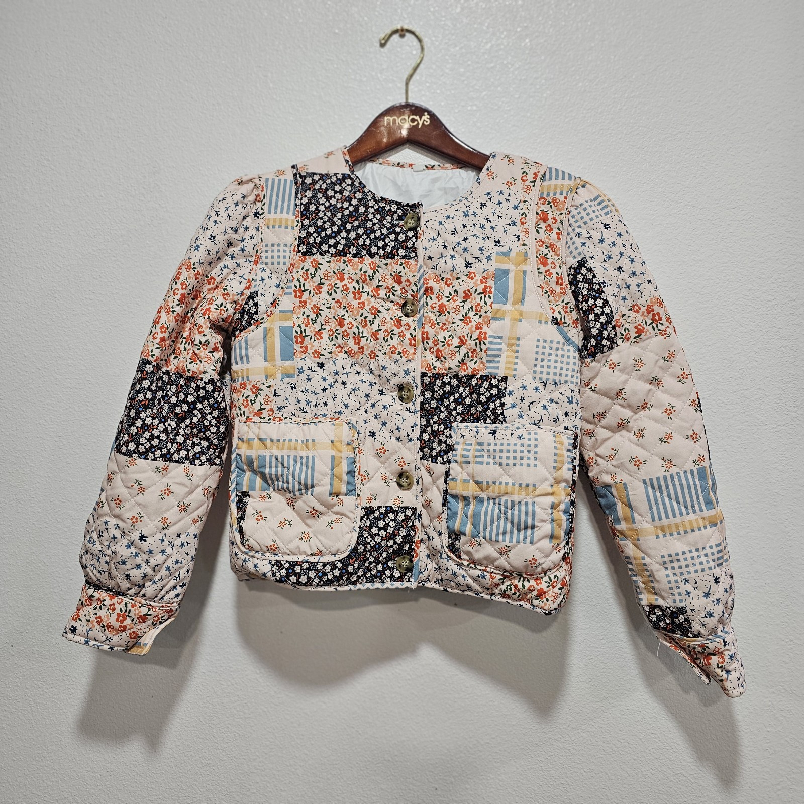 Unbranded Faux Quilted Button Down Jacket Size S Multicolor