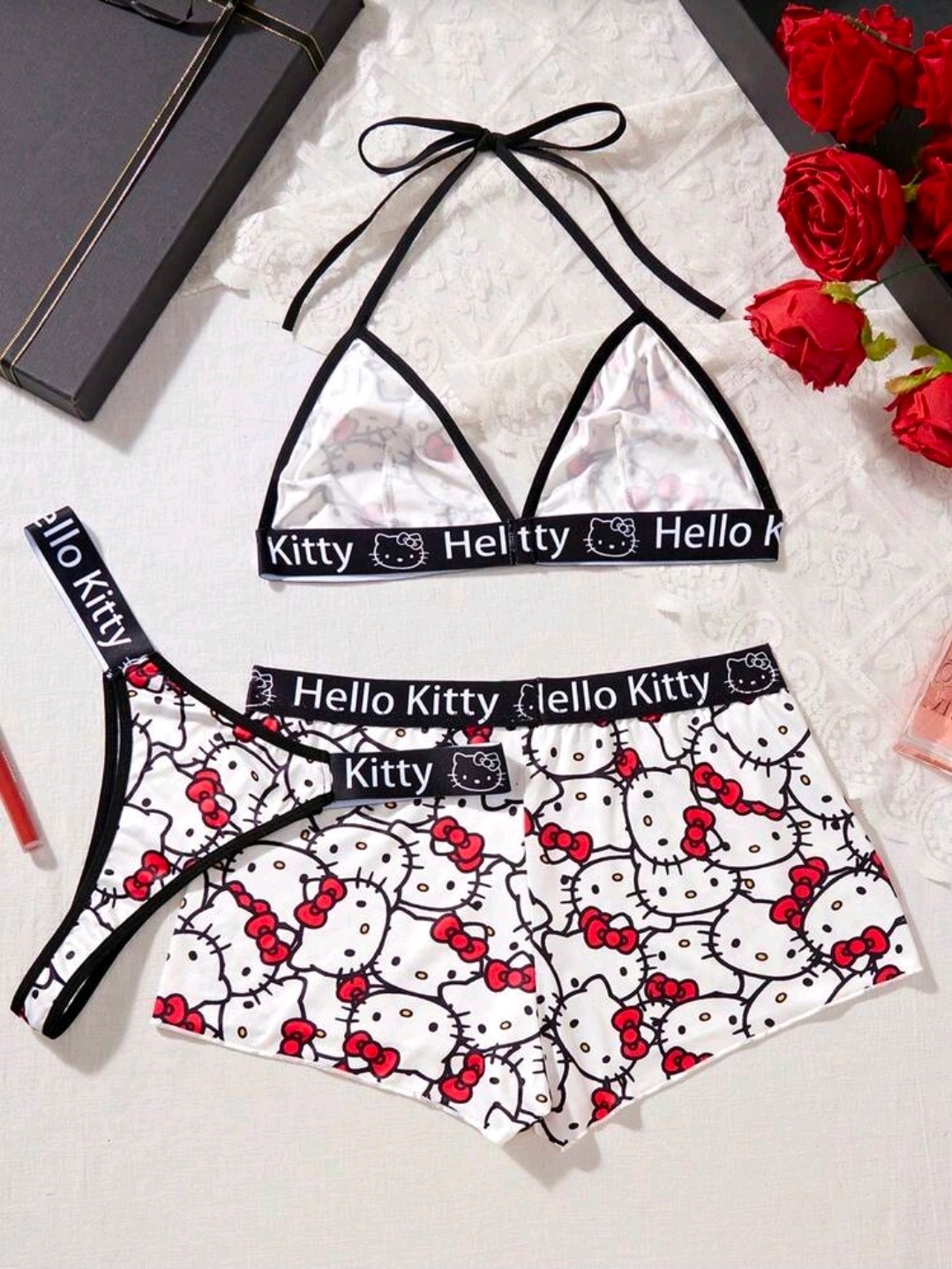 Women’s 3 Pcs Hello Kitty Lingerie Set #19