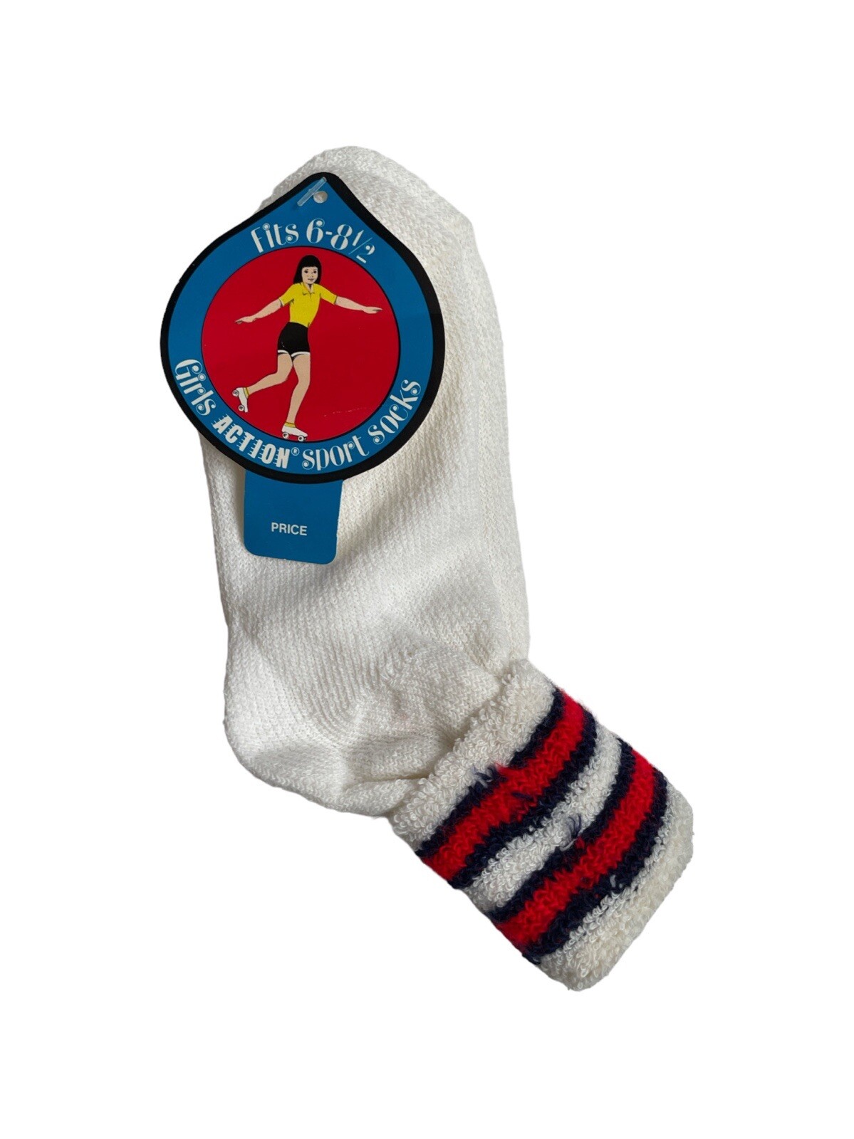 vintage PLUSH terry turn cuff action sport socks girls size 6-8.5 deadstock NWT