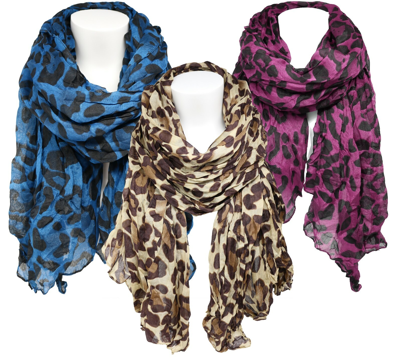 Classic Leopard Print Scarf Full Body Look Crinkle Scarf