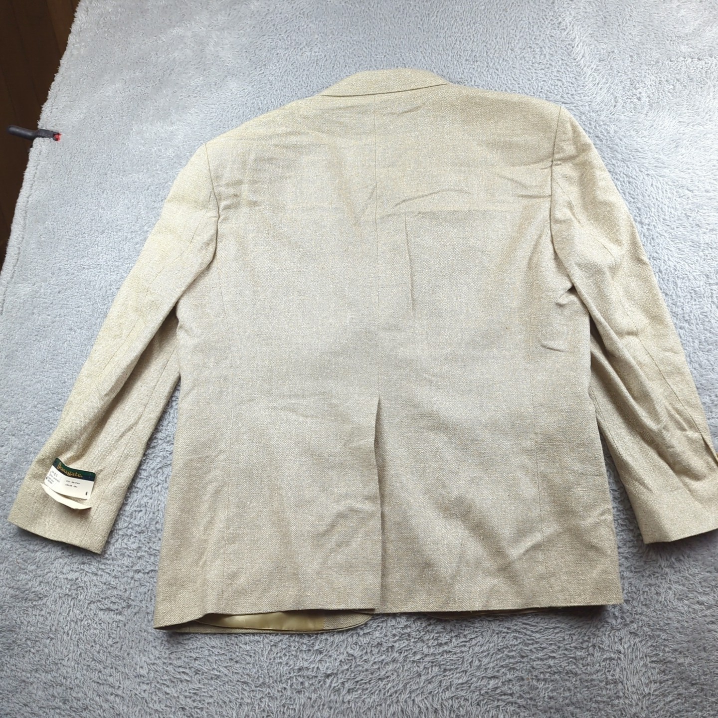 Vintage Deansgate Blazer Mens 42S Beige 100% Silk Textured Weave Sport Coat NWT