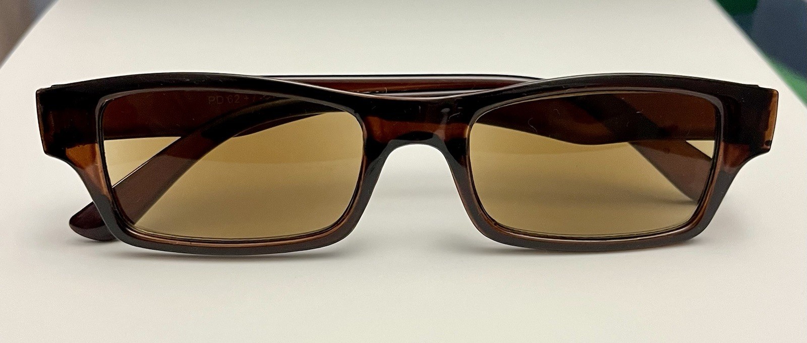 Y2K Brown Rectangular Reading Sunglasses +2.50 Diopter Amber Tint Sun Readers