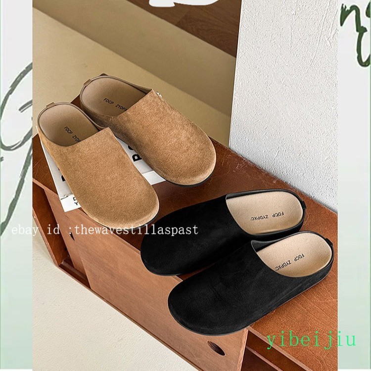 Mens Suede Mule Slip-On Clogs Casual Round Toe Slippers Flat Loafers Shoes Wide